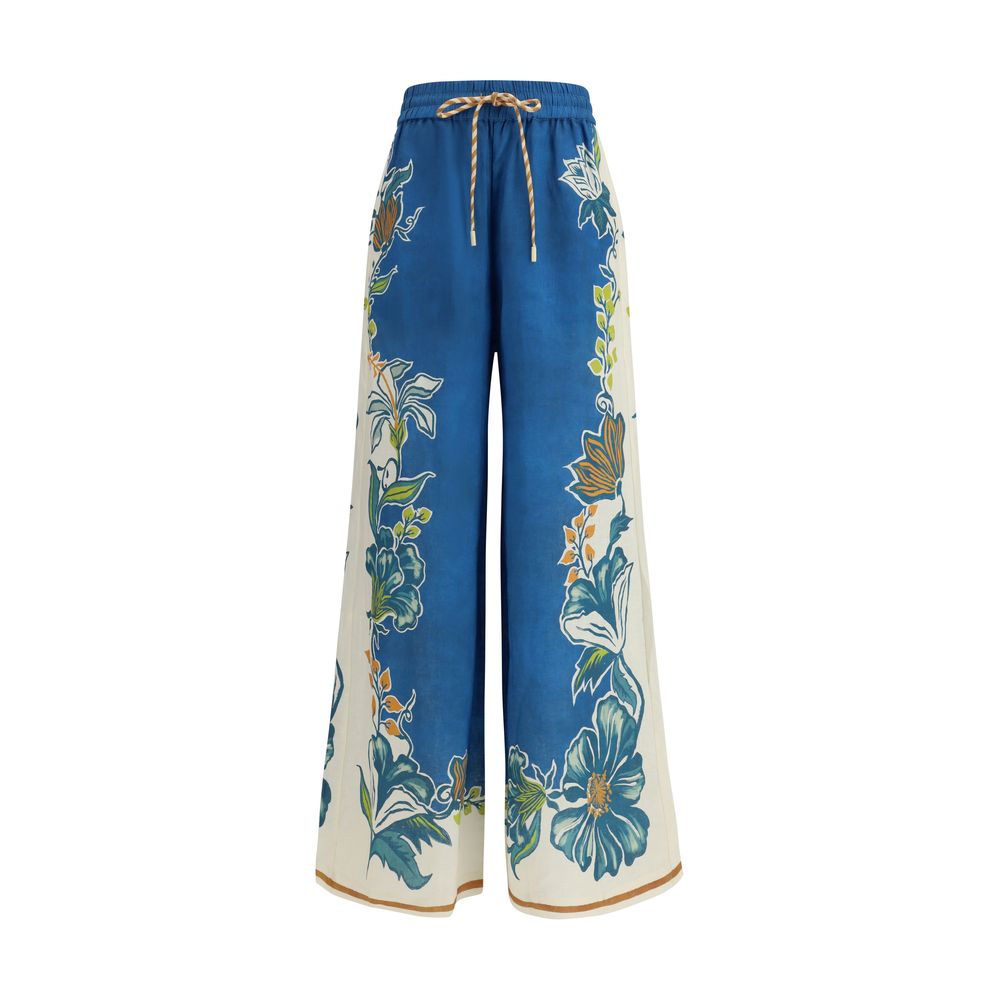 Alemais Blue Linen Casual Pants - Luxe Nova