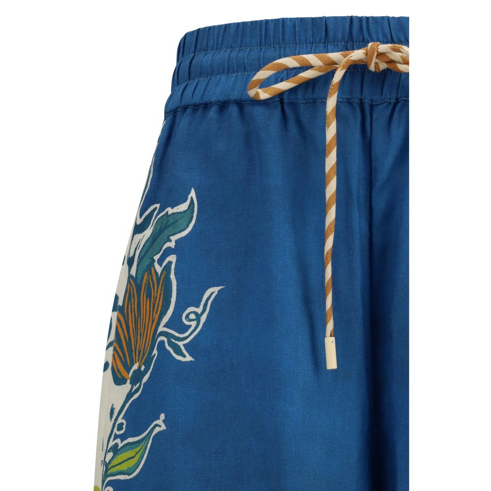 Alemais Blue Linen Casual Pants - Luxe Nova