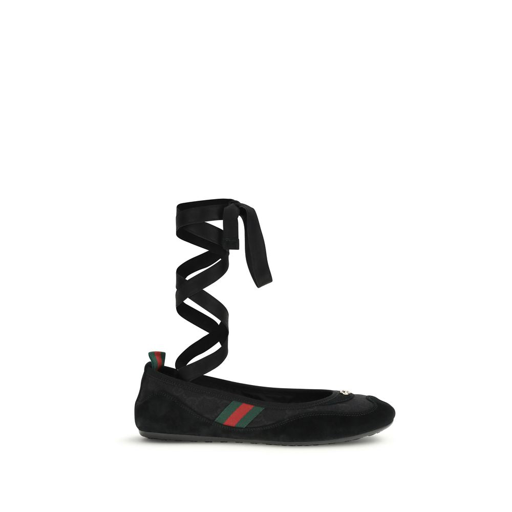 Gucci Black Fabric Ballet Flats - Luxe Nova