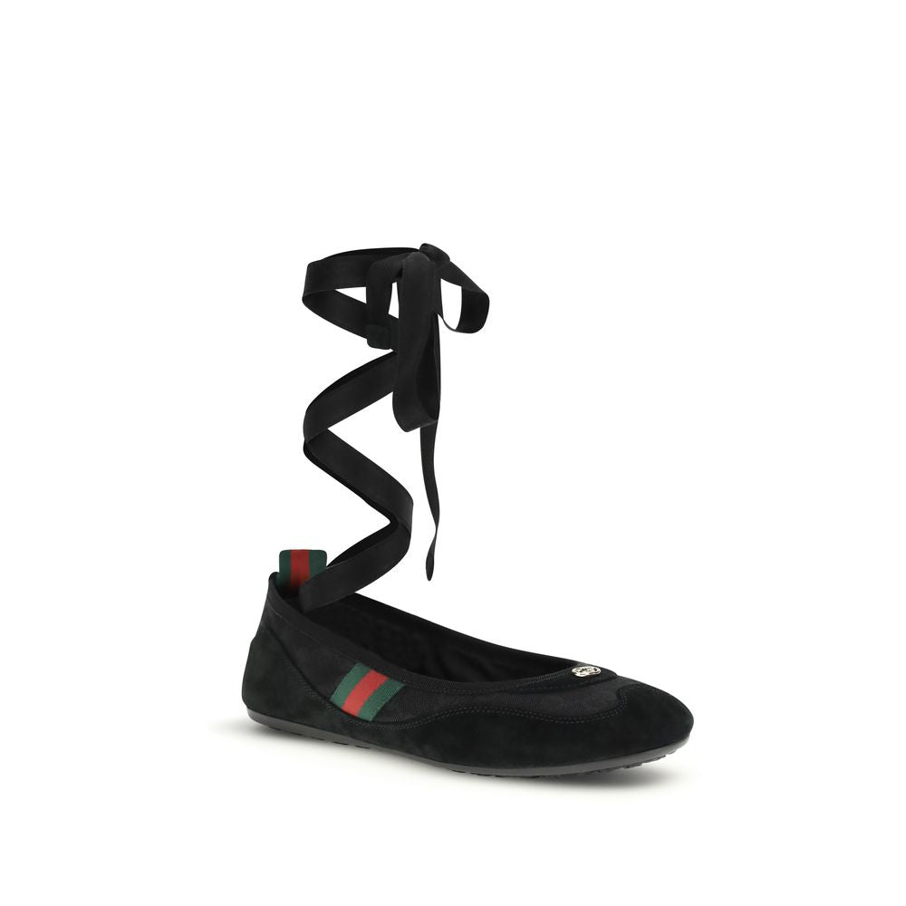 Gucci Black Fabric Ballet Flats - Luxe Nova