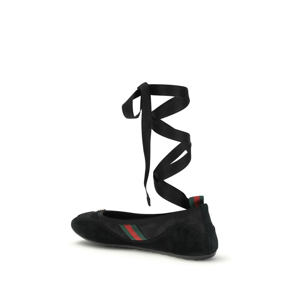 Gucci Black Fabric Ballet Flats - Luxe Nova