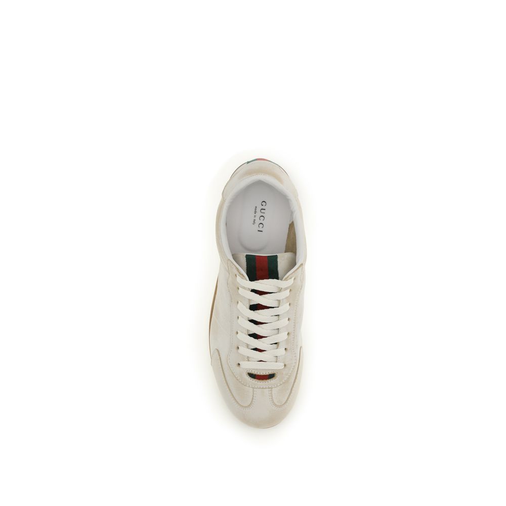 Gucci White Calf Leather Bos Taurus Low Top Sneakers - Luxe Nova