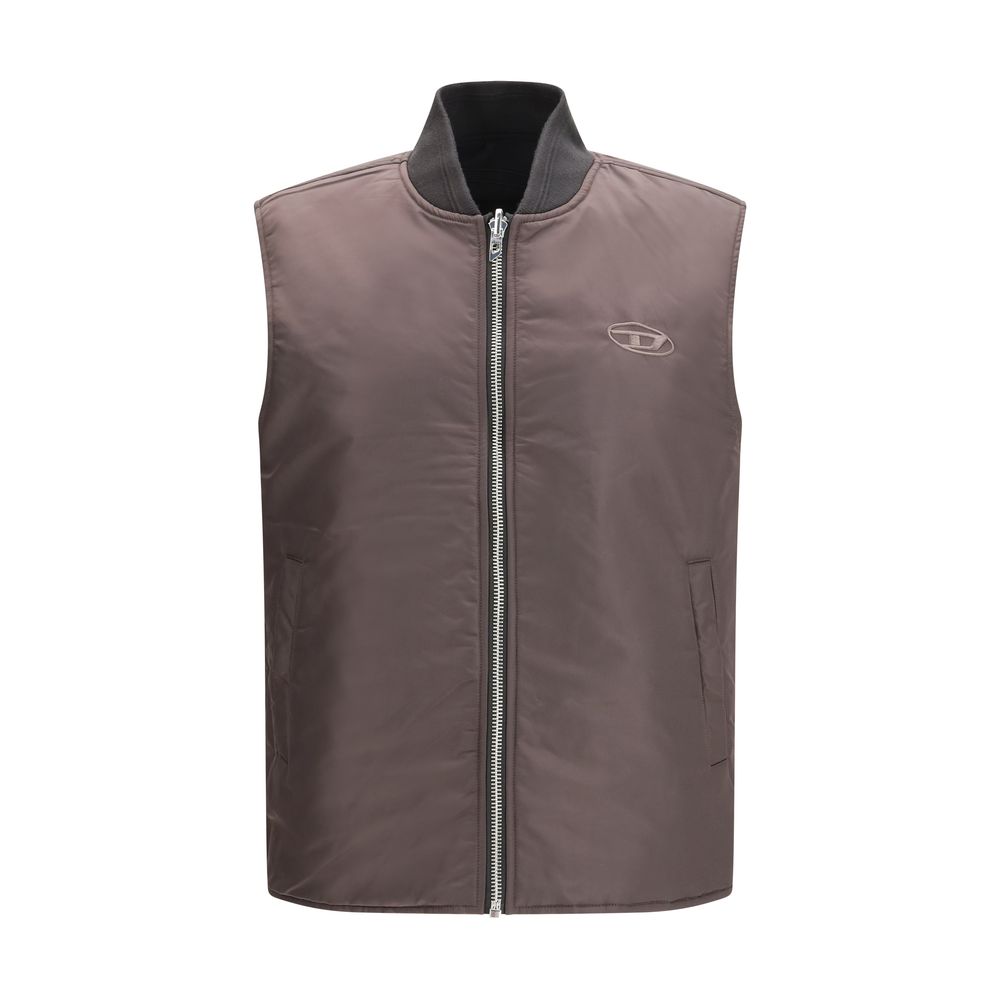 Diesel Brown Polyamide Sleveless Jacket - Luxe Nova