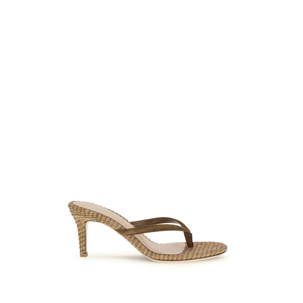 Gianvito Rossi Beige Raffia Stiletto Heel Sandals - Luxe Nova