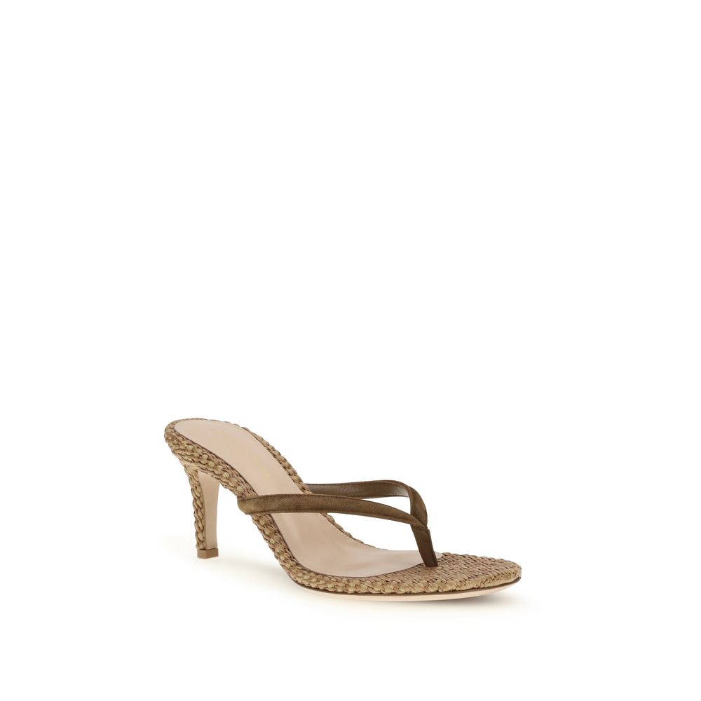 Gianvito Rossi Beige Raffia Stiletto Heel Sandals - Luxe Nova