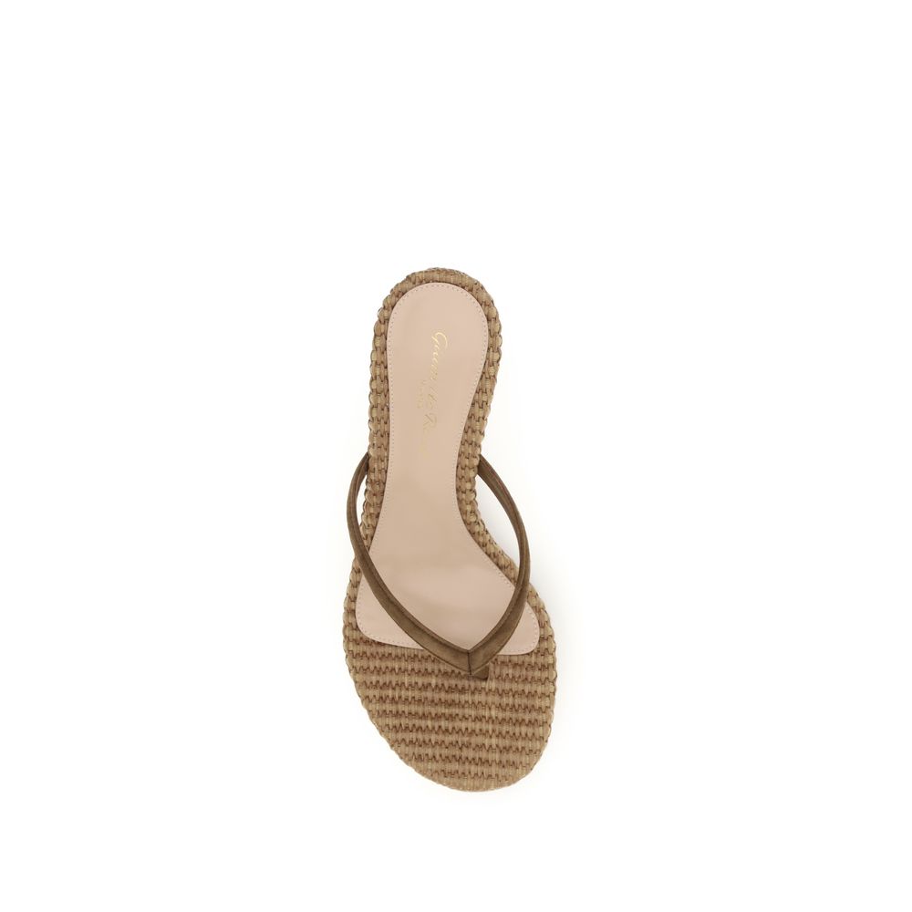 Gianvito Rossi Beige Raffia Stiletto Heel Sandals - Luxe Nova