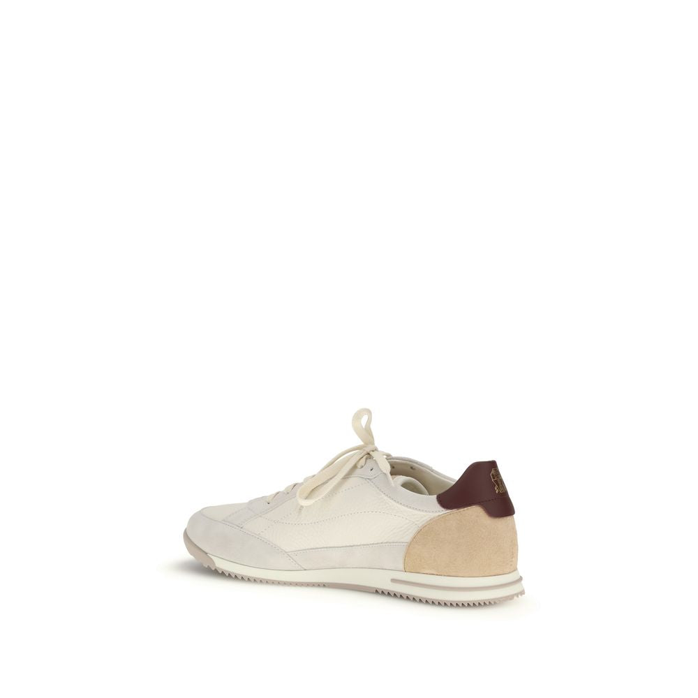 Brunello Cucinelli Beige Calf Leather Bos Taurus Sneakers - Luxe Nova