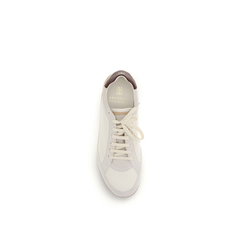 Brunello Cucinelli Beige Calf Leather Bos Taurus Sneakers - Luxe Nova
