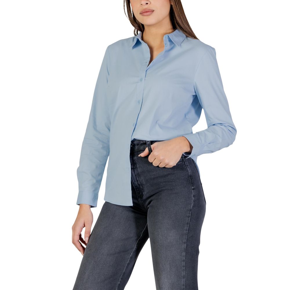 Jacqueline De Yong Blue Cotton Blouse - Luxe Nova