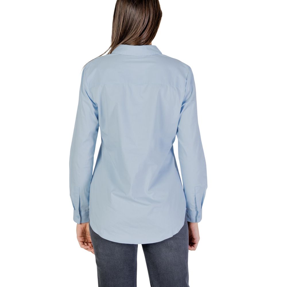 Jacqueline De Yong Blue Cotton Blouse - Luxe Nova