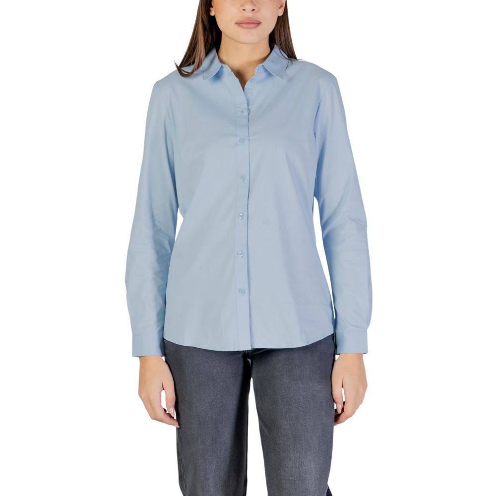 Jacqueline De Yong Blue Cotton Blouse - Luxe Nova