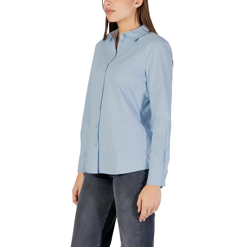 Jacqueline De Yong Blue Cotton Blouse - Luxe Nova