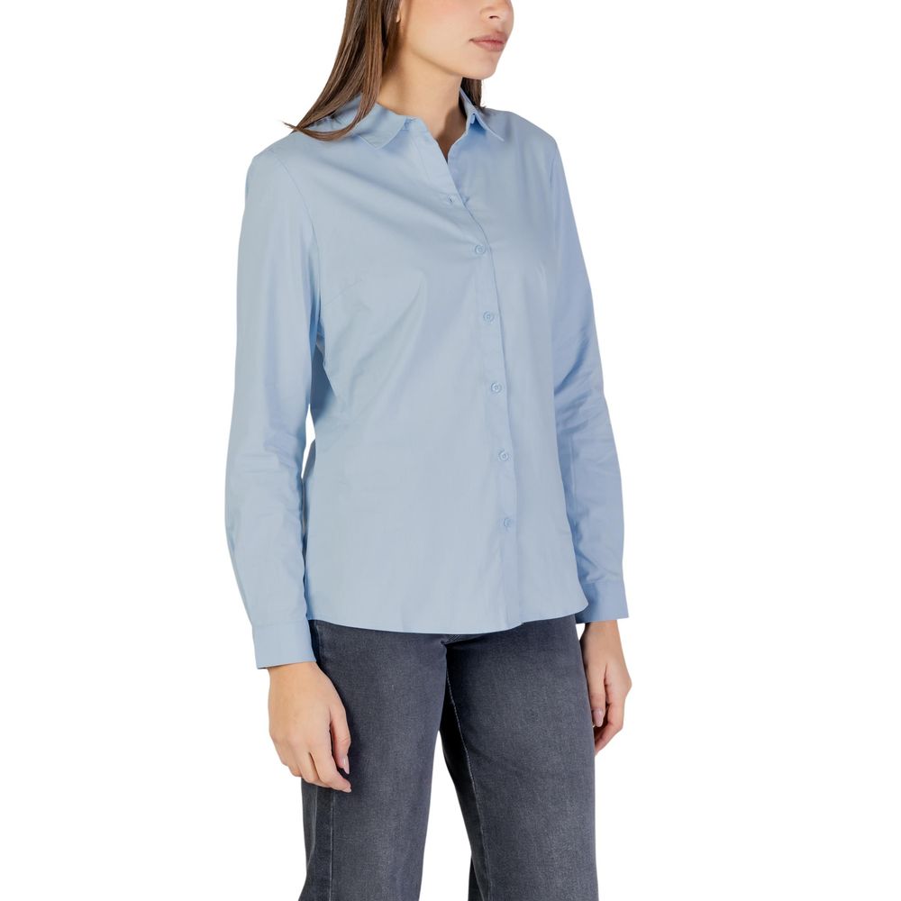 Jacqueline De Yong Blue Cotton Blouse - Luxe Nova