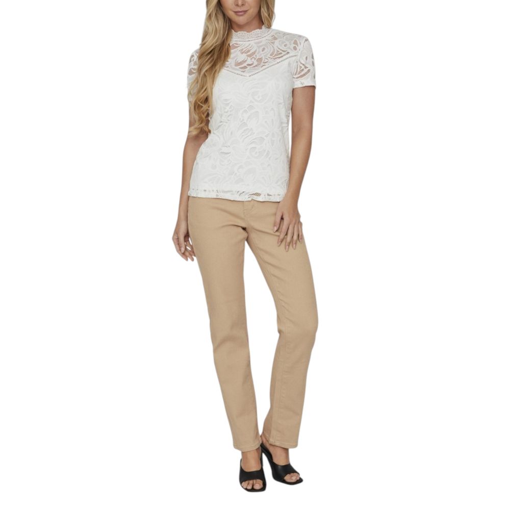 Vila Clothes Cream Polyamide T-Shirt - Luxe Nova