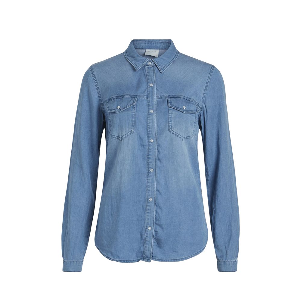 Vila Clothes Light Blue Cotton Blouse - Luxe Nova