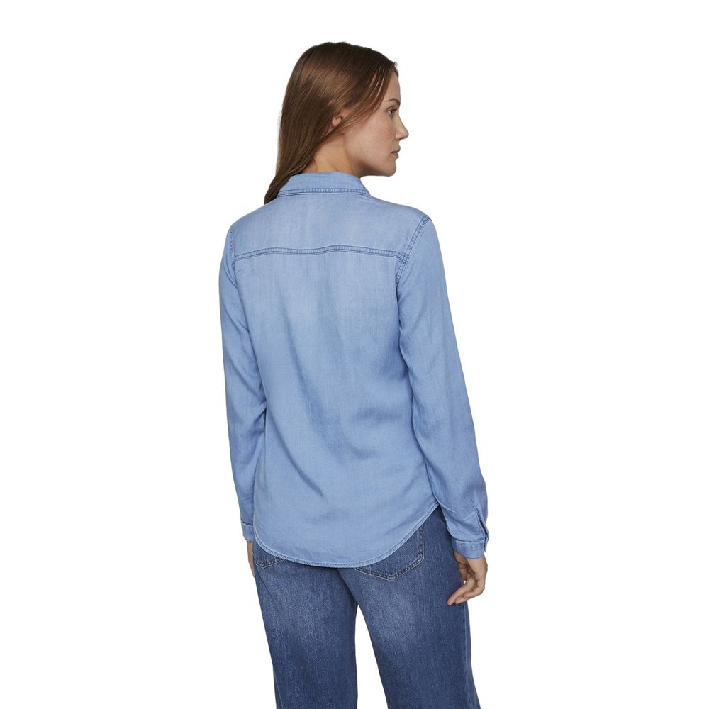 Vila Clothes Light Blue Cotton Blouse - Luxe Nova