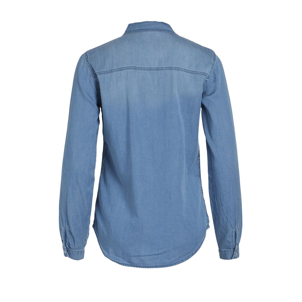 Vila Clothes Light Blue Cotton Blouse - Luxe Nova