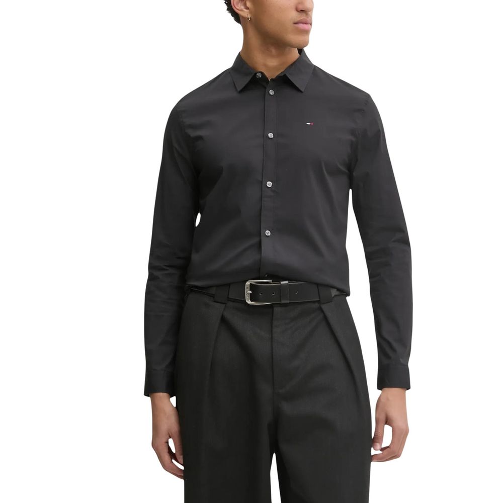 Tommy Hilfiger Jeans Black Cotton Dress Shirt - Luxe Nova
