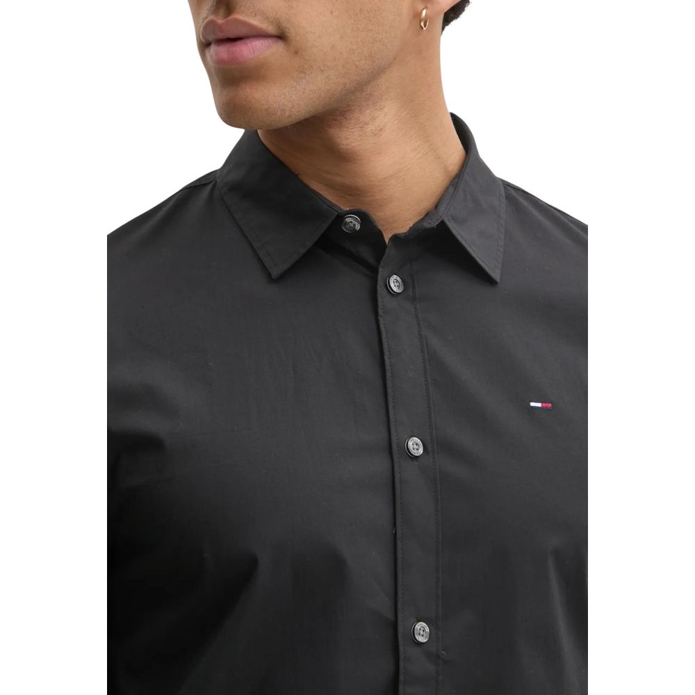Tommy Hilfiger Jeans Black Cotton Dress Shirt - Luxe Nova