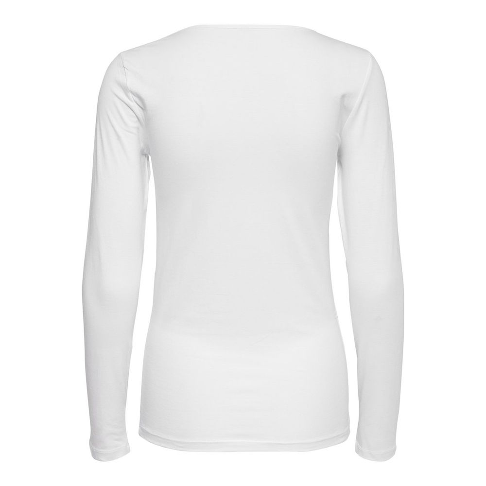 Only White Cotton Long Sleeve T-Shirt - Luxe Nova