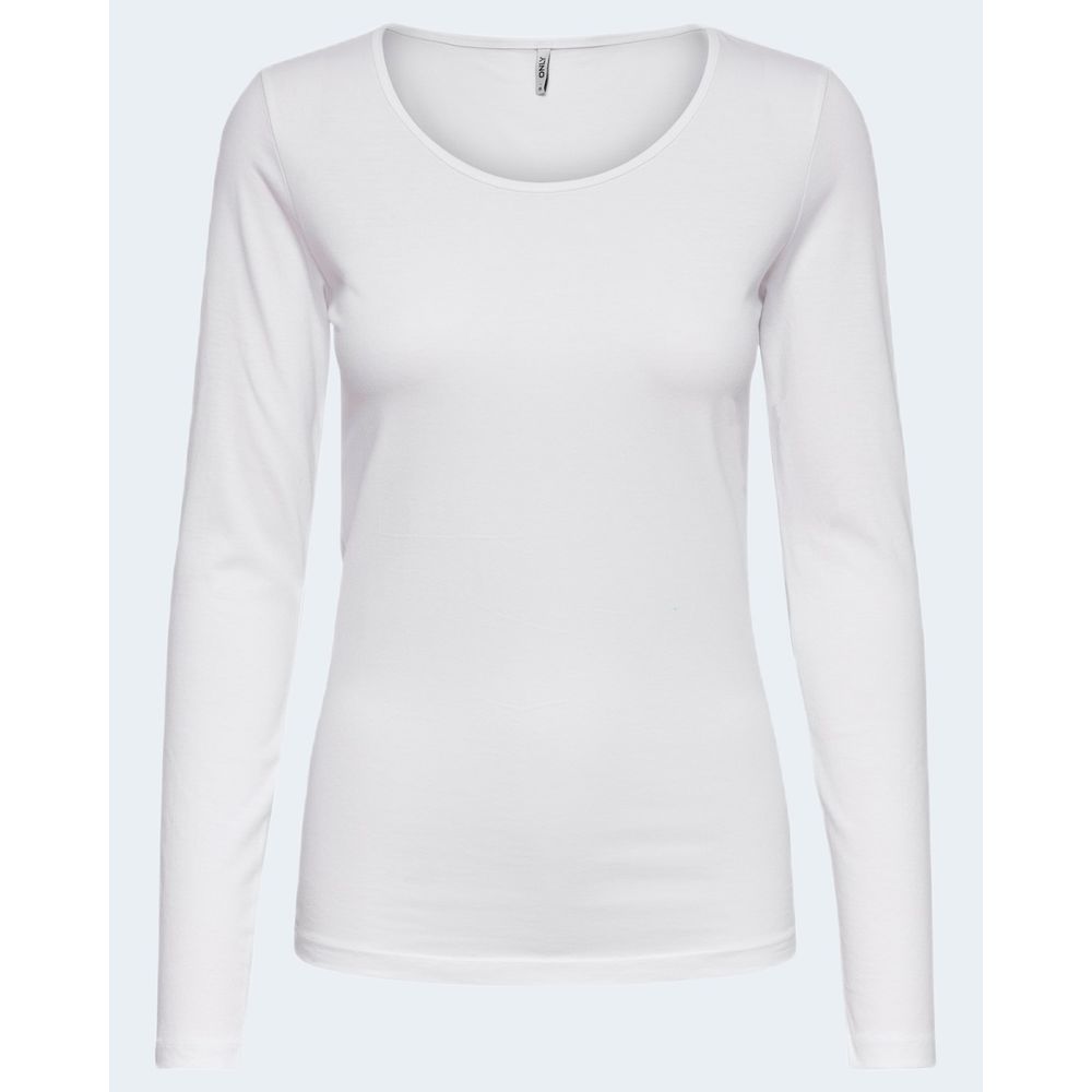 Only White Cotton Long Sleeve T-Shirt - Luxe Nova