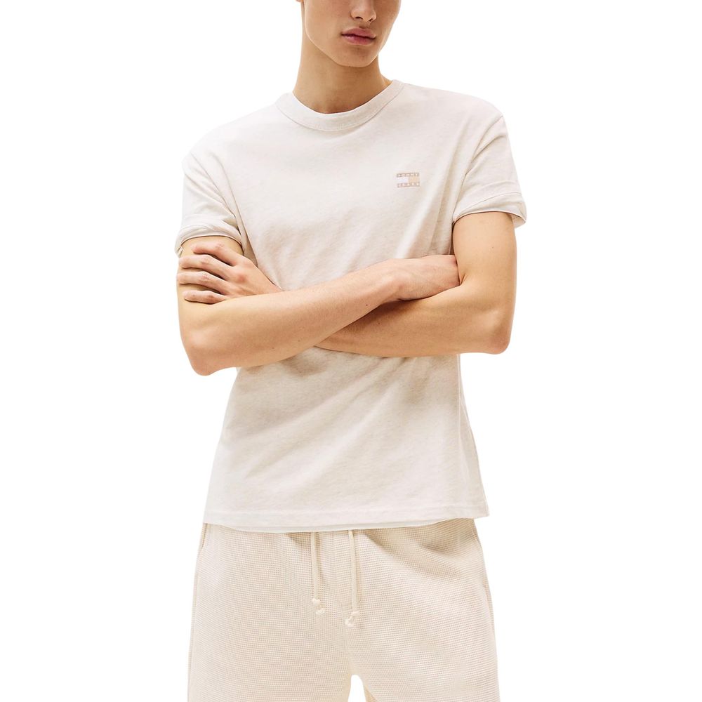 Tommy Hilfiger Jeans Beige Recycled Cotton T-Shirt - Luxe Nova