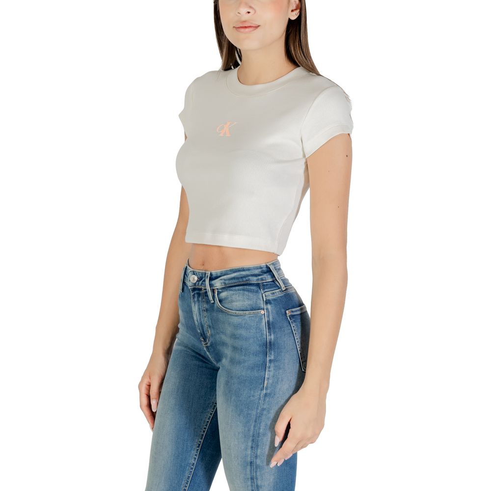 Calvin Klein Jeans Cream Cotton T-Shirt - Luxe Nova