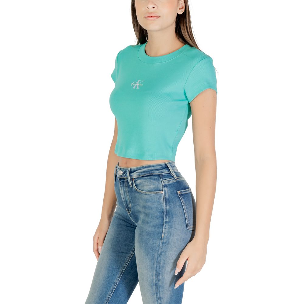 Calvin Klein Jeans Turquoise Cotton T-Shirt - Luxe Nova