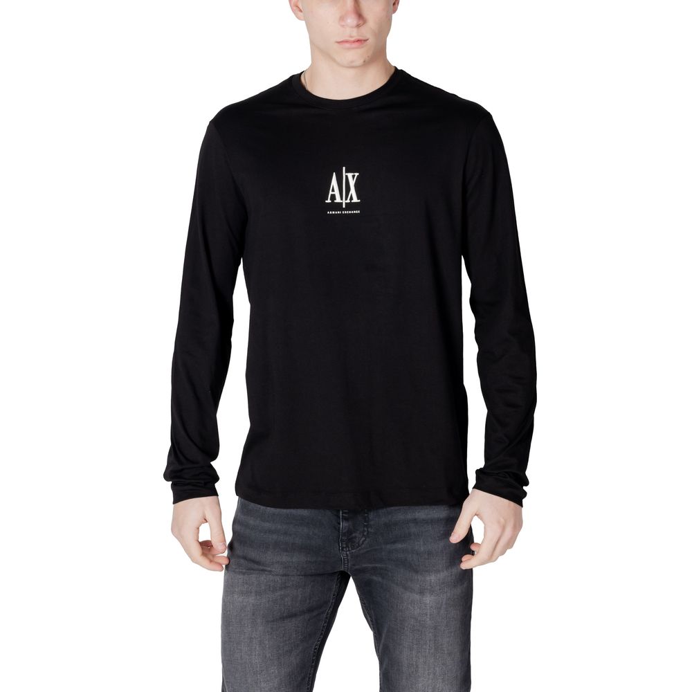 Armani Exchange Black Cotton Long Sleeve T-Shirt - Luxe Nova