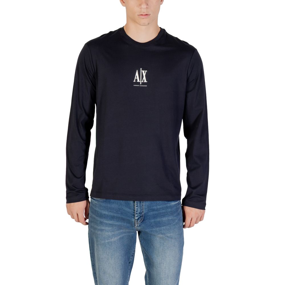 Armani Exchange Blue Cotton Long Sleeve T-Shirt - Luxe Nova