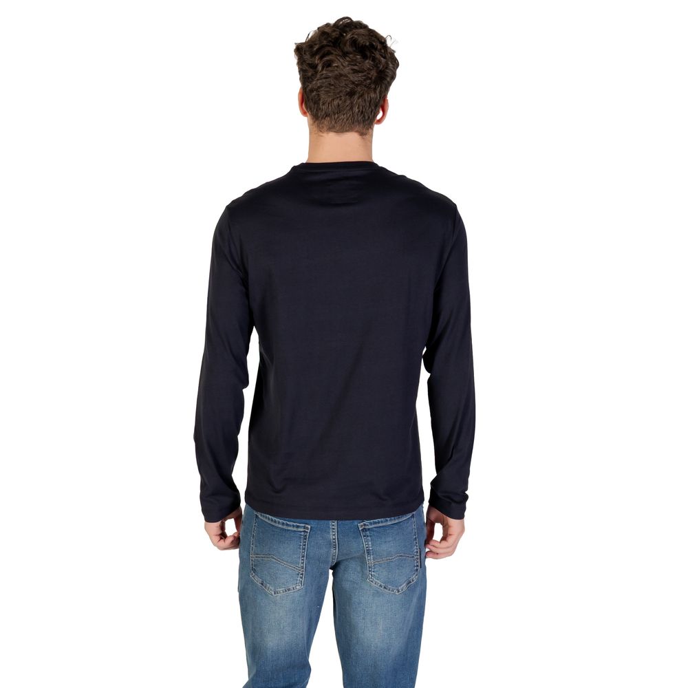 Armani Exchange Blue Cotton Long Sleeve T-Shirt - Luxe Nova