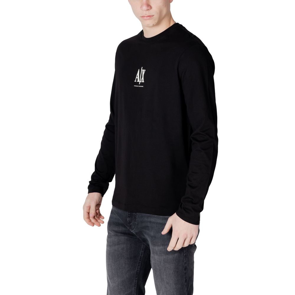 Armani Exchange Black Cotton Long Sleeve T-Shirt - Luxe Nova