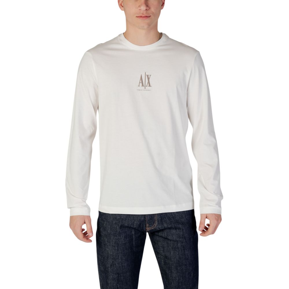Armani Exchange Cream Cotton Long Sleeve T-Shirt - Luxe Nova
