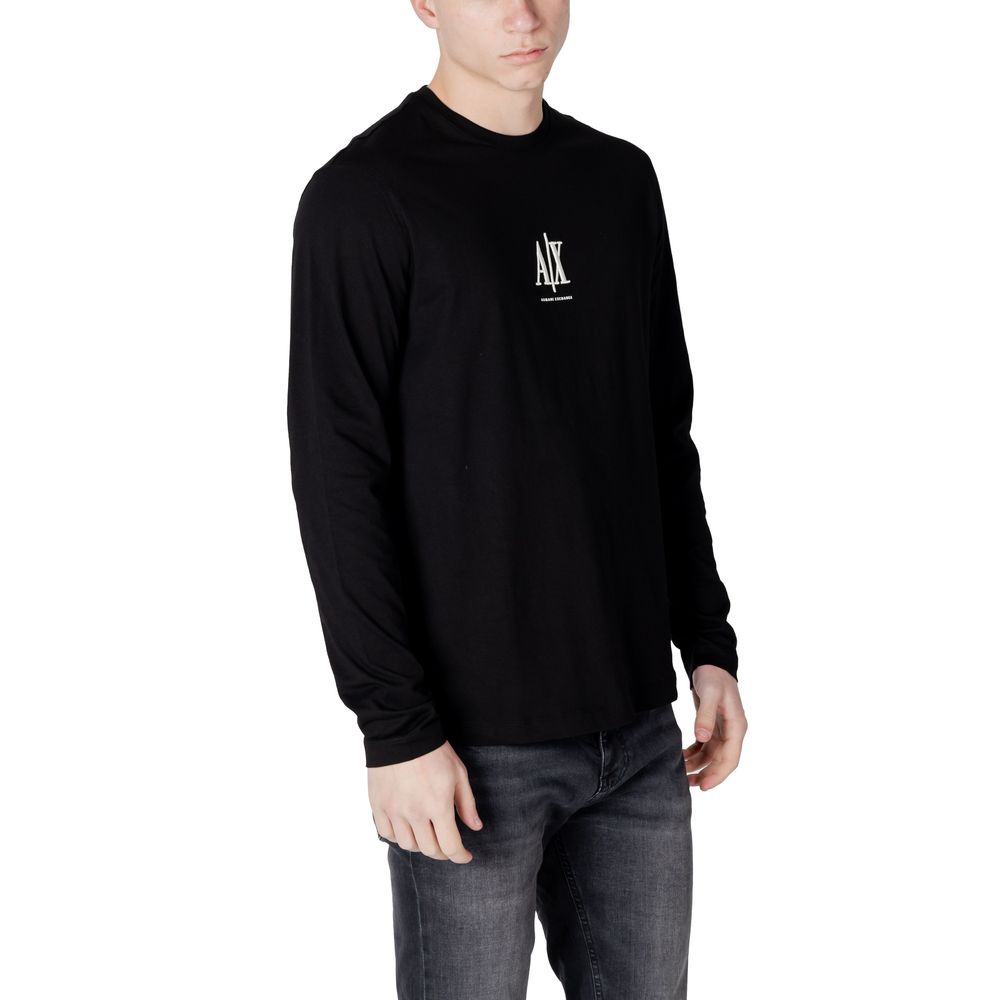 Armani Exchange Black Cotton Long Sleeve T-Shirt - Luxe Nova