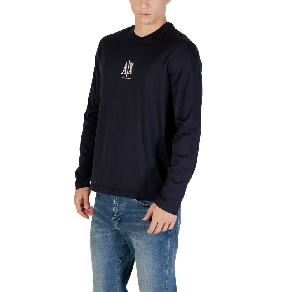 Armani Exchange Blue Cotton Long Sleeve T-Shirt - Luxe Nova