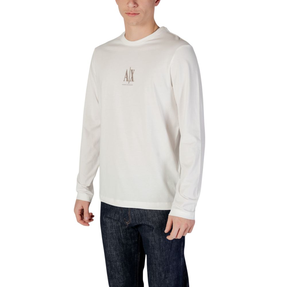 Armani Exchange Cream Cotton Long Sleeve T-Shirt - Luxe Nova