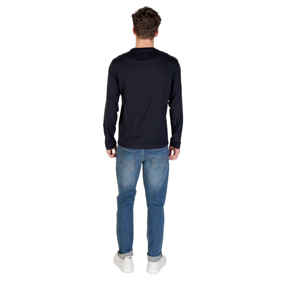Armani Exchange Blue Cotton Long Sleeve T-Shirt - Luxe Nova