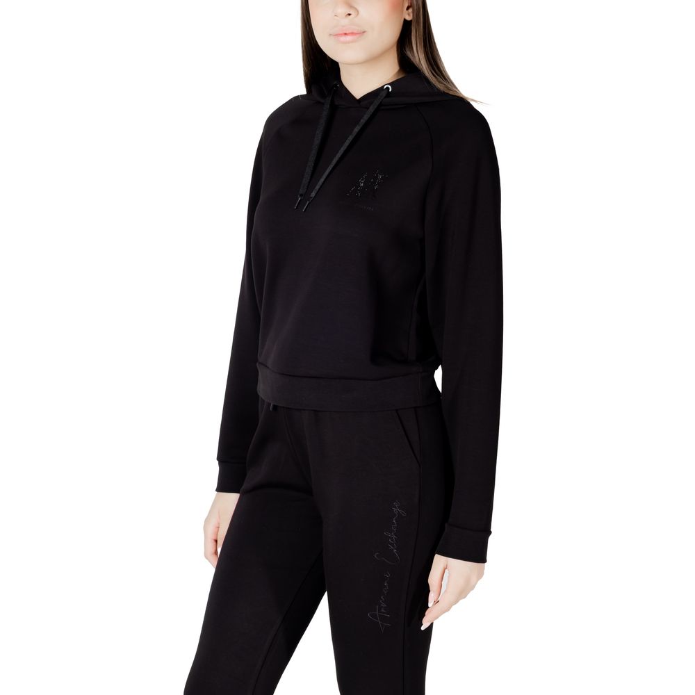 Armani Exchange Black Viscose Hoodie - Luxe Nova