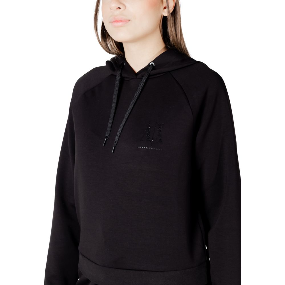 Armani Exchange Black Viscose Hoodie - Luxe Nova