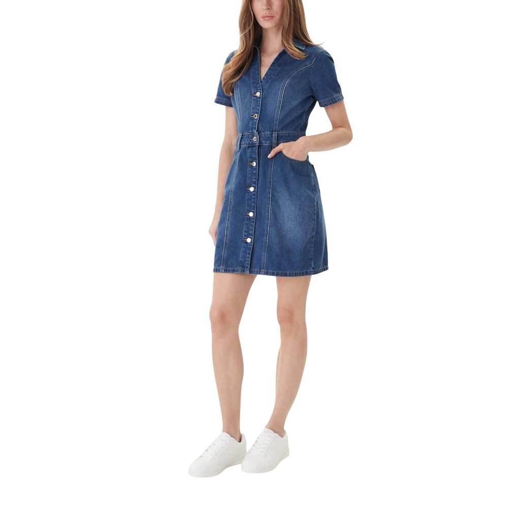 Morgan De Toi Blue Cotton Midi Dress - Luxe Nova