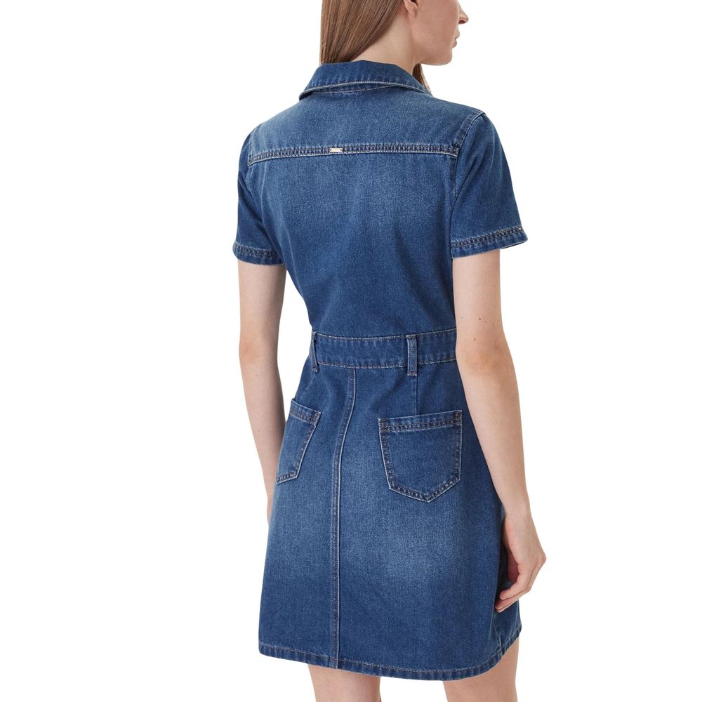 Morgan De Toi Blue Cotton Midi Dress - Luxe Nova