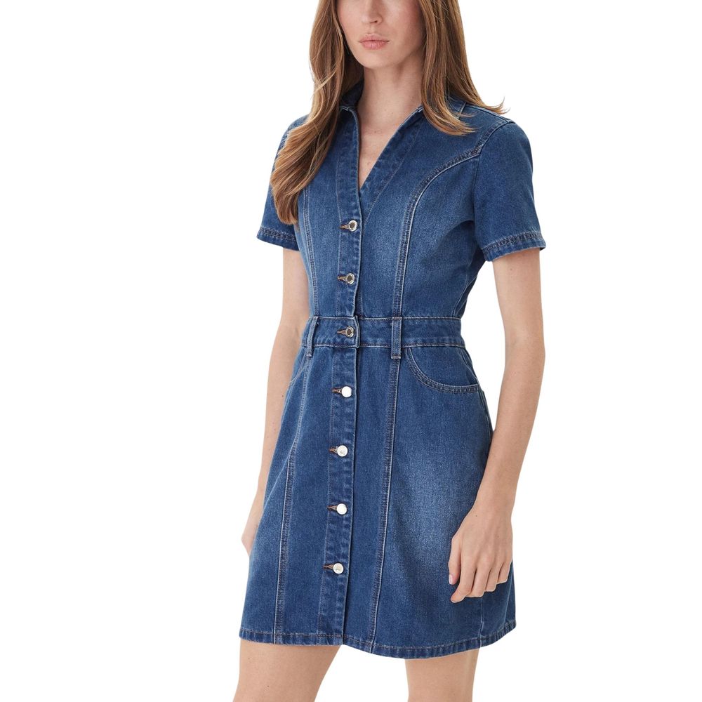 Morgan De Toi Blue Cotton Midi Dress - Luxe Nova