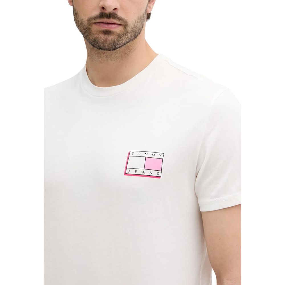 Tommy Hilfiger Jeans Cream Recycled Cotton T-Shirt - Luxe Nova
