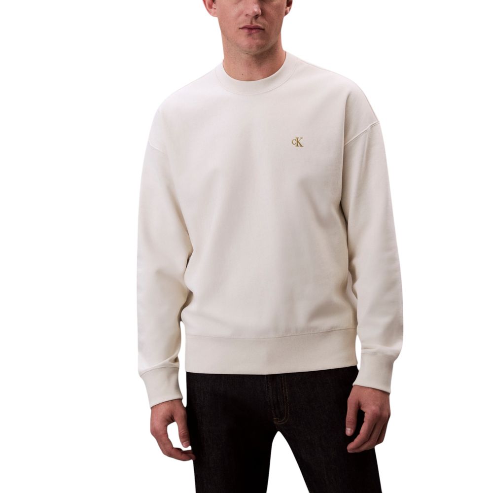 Calvin Klein Jeans White Cotton Sweatshirt - Luxe Nova