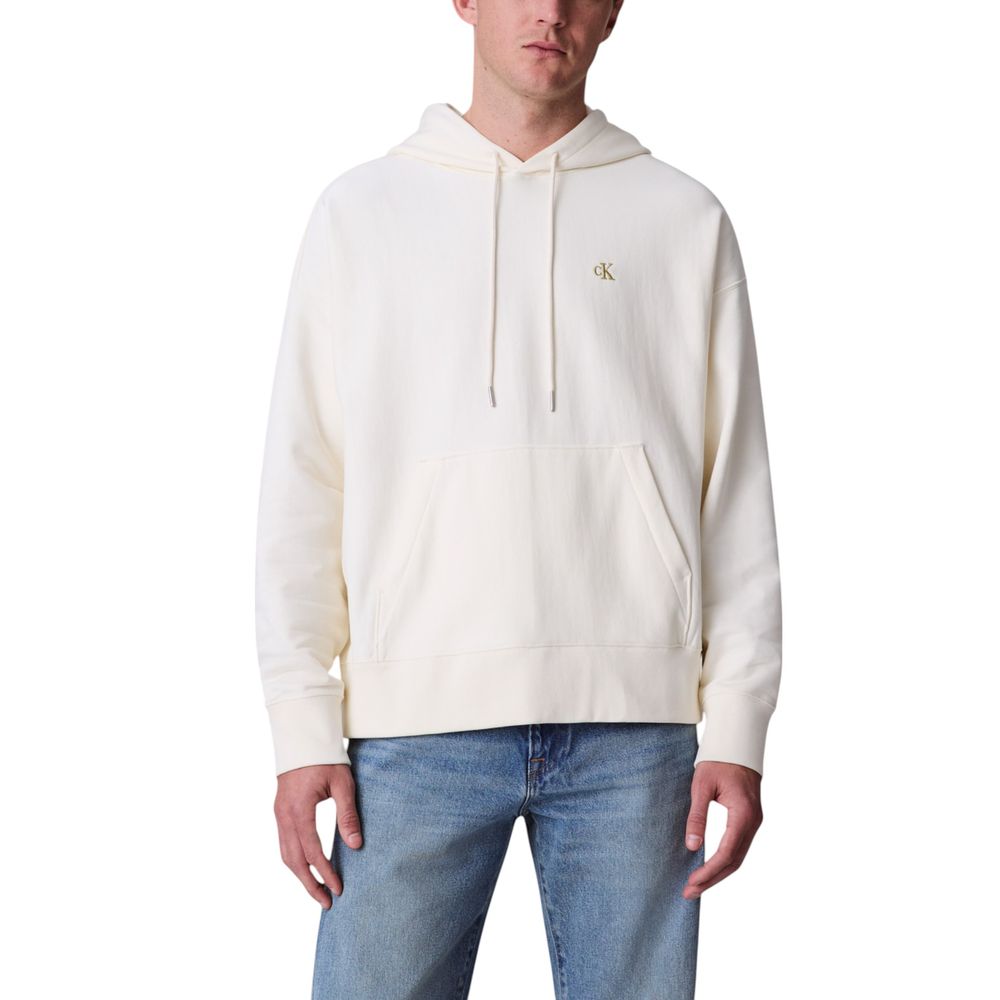 Calvin Klein Jeans White Cotton Hoodie - Luxe Nova