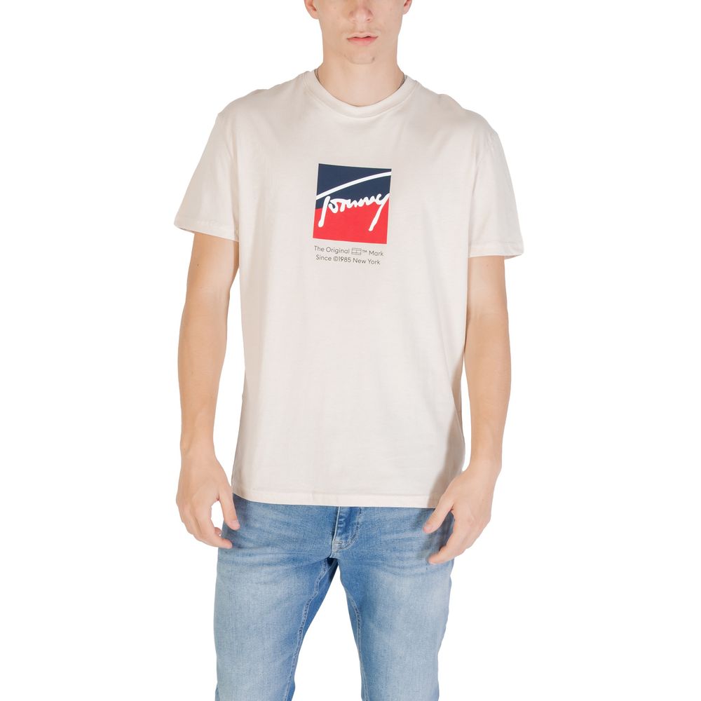Tommy Hilfiger Jeans Beige Recycled Cotton T-Shirt - Luxe Nova