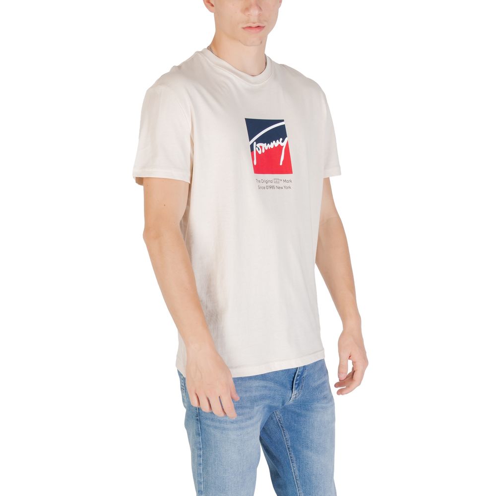 Tommy Hilfiger Jeans Beige Recycled Cotton T-Shirt - Luxe Nova
