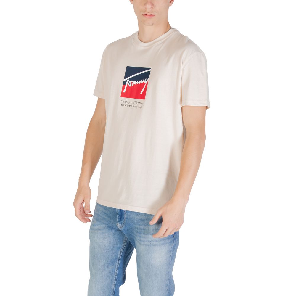 Tommy Hilfiger Jeans Beige Recycled Cotton T-Shirt - Luxe Nova