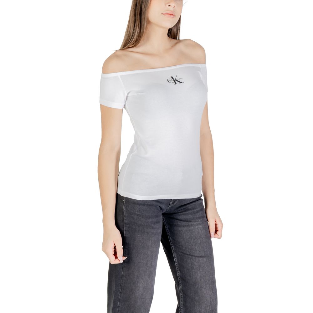 Calvin Klein Jeans White Cotton T-Shirt - Luxe Nova