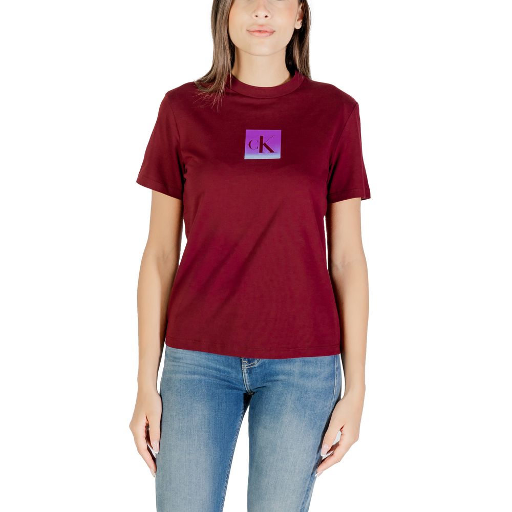 Calvin Klein Jeans Bordeaux Cotton T-Shirt - Luxe Nova